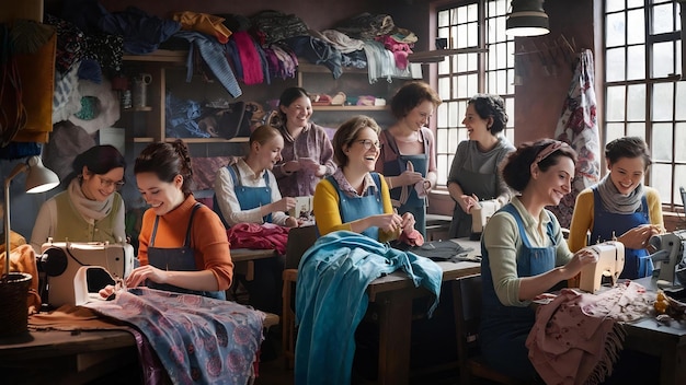 Uczestnicy warsztatów haftu